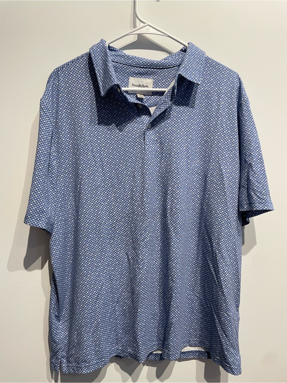 Goodfellow & Co Men’s Comfort Wear Dot Print Poli Shirt Blue Large NWT